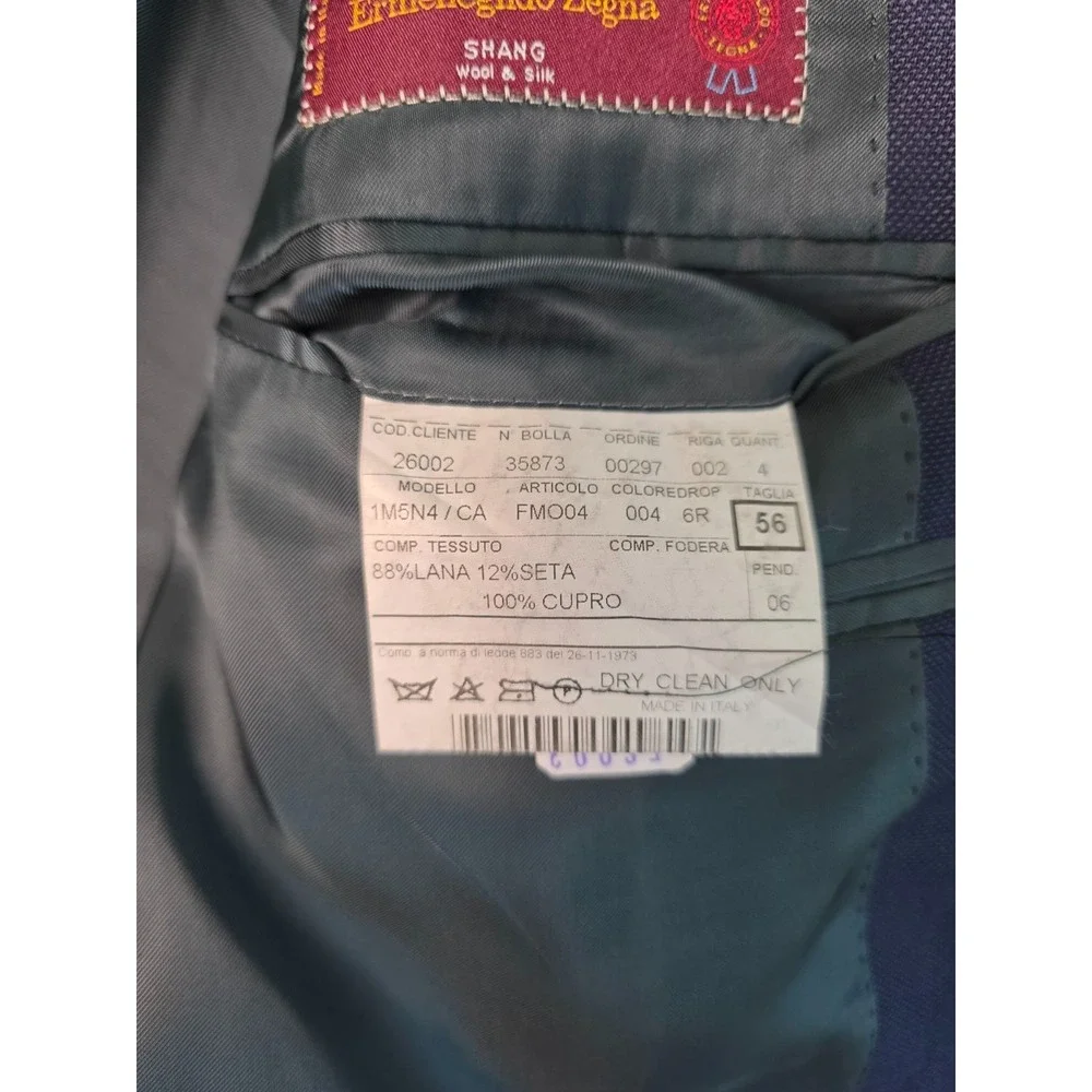 Ermenegildo Zegna Men's Suit Jacket Size 39 Blue Navy Blazer Wool Silk Italy